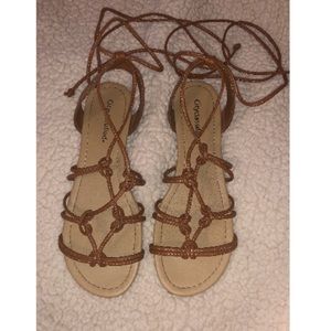 Brown Lace Up Gladiator Sandals